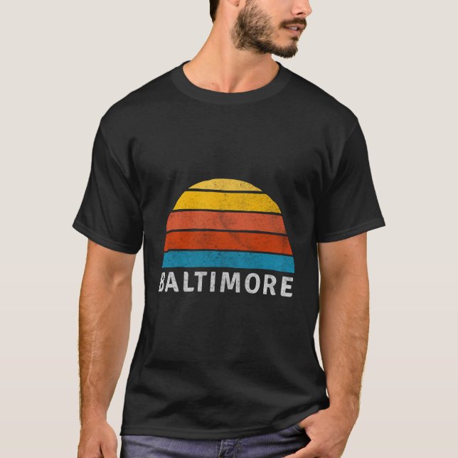 Baltimore Retro Sunset Design T-Shirt (Front)