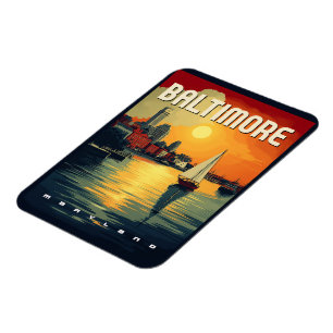 Baltimore Retro Travel  Magnet