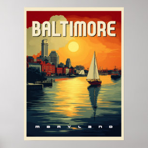 Baltimore Retro Travel Poster