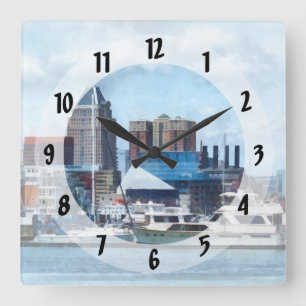 Baltimore Skyline and Harbour Square Wall Clock