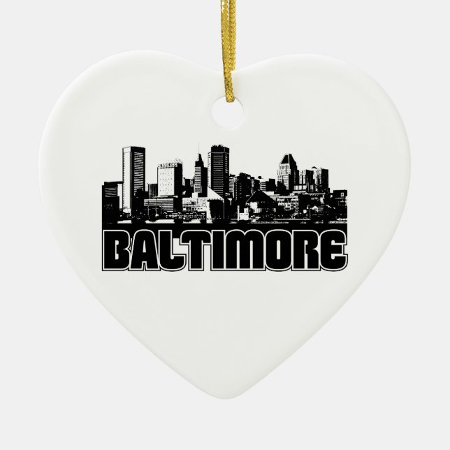 Baltimore Skyline Ceramic Tree Decoration (Front)