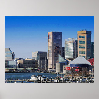 Baltimore Skyline from Pier 4, Inner Harbour, Poster