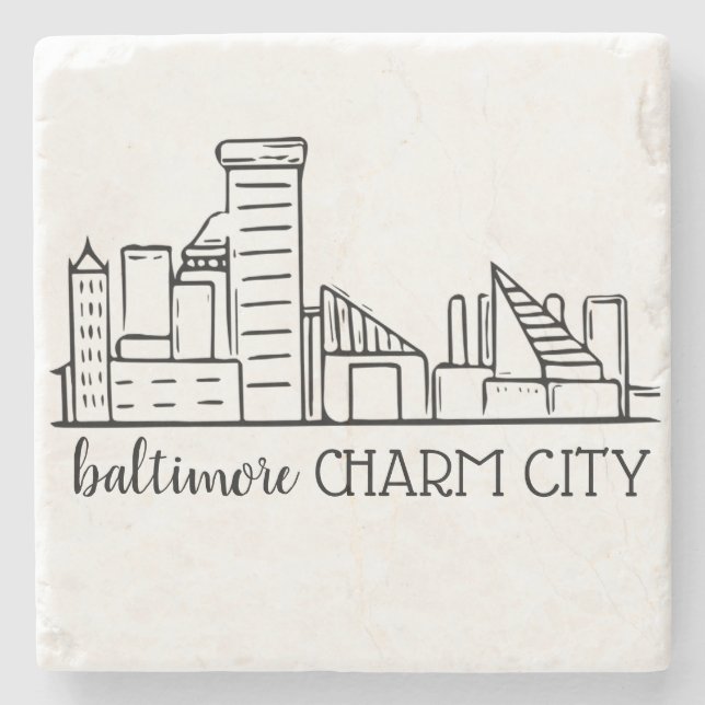 Baltimore Skyline Stone Coaster (Front)