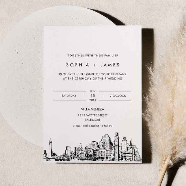Baltimore Skyline Wedding Invitation with Photo (Creator Uploaded)
