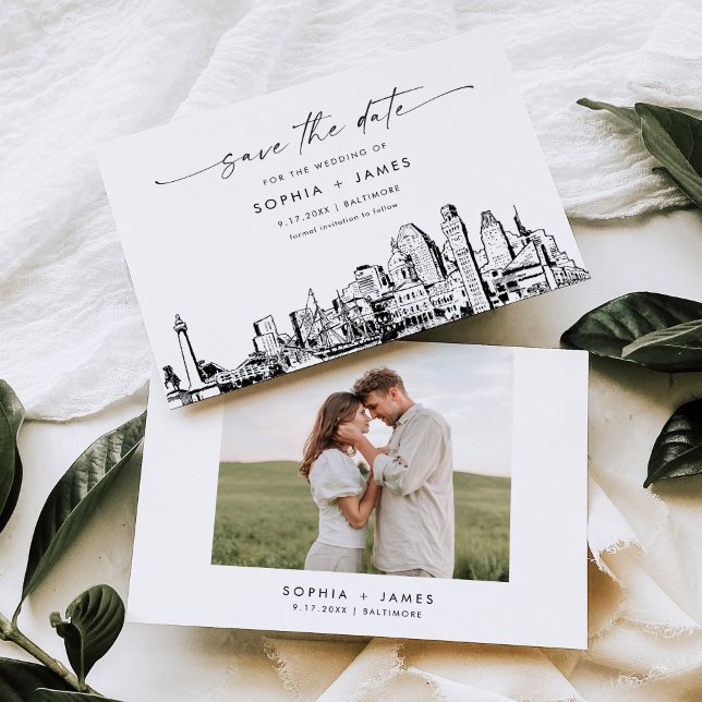 Baltimore Skyline Wedding Save the Date Card (Creator Uploaded)
