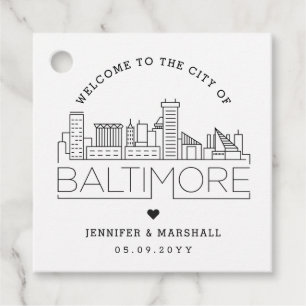 Baltimore Skyline   Wedding Welcome Favour Tags