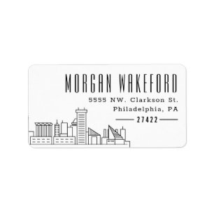 Baltimore Stylised Skyline Large Address Label