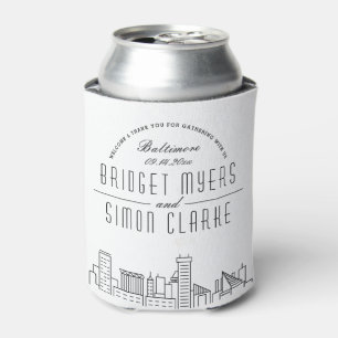 Baltimore Stylised Skyline Wedding Can Cooler