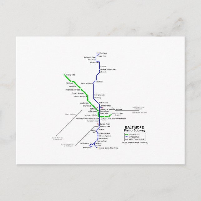 Baltimore subway postcard (Front)