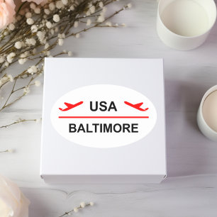 Baltimore USA Airport Plane Light-Colour Oval Sticker