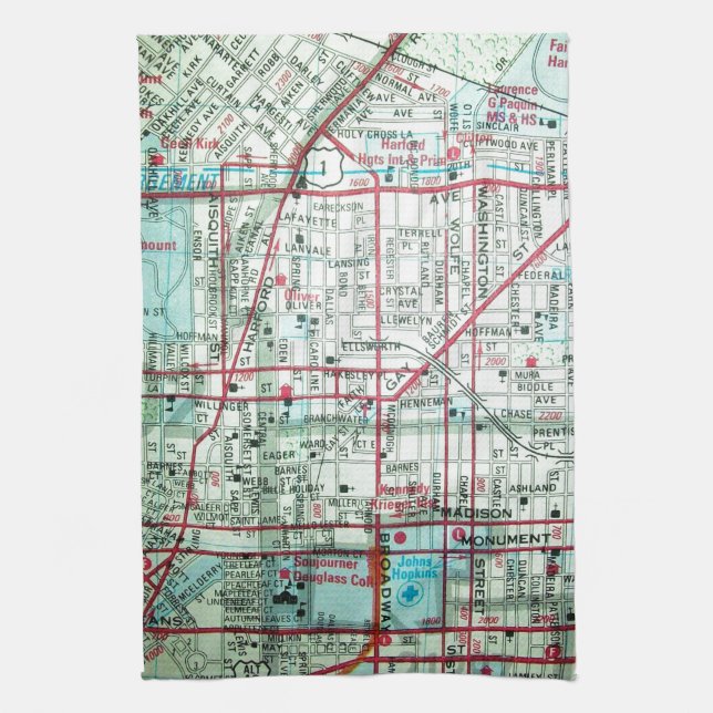 BALTIMORE Vintage Map Tea Towel (Vertical)
