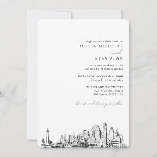 Baltimore Wedding Elegant Skyline Invitation