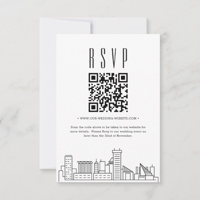Baltimore Wedding QR code RSVP Invitation (Front)