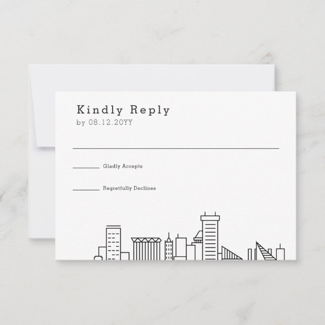 Baltimore Wedding | Stylised Skyline RSVP (Front)