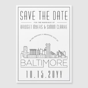 Baltimore Wedding   Stylised Skyline Save the Date