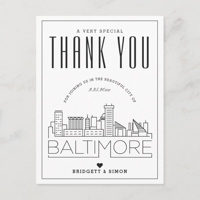 Baltimore Wedding | Thanks for Coming! Postcard (Front)