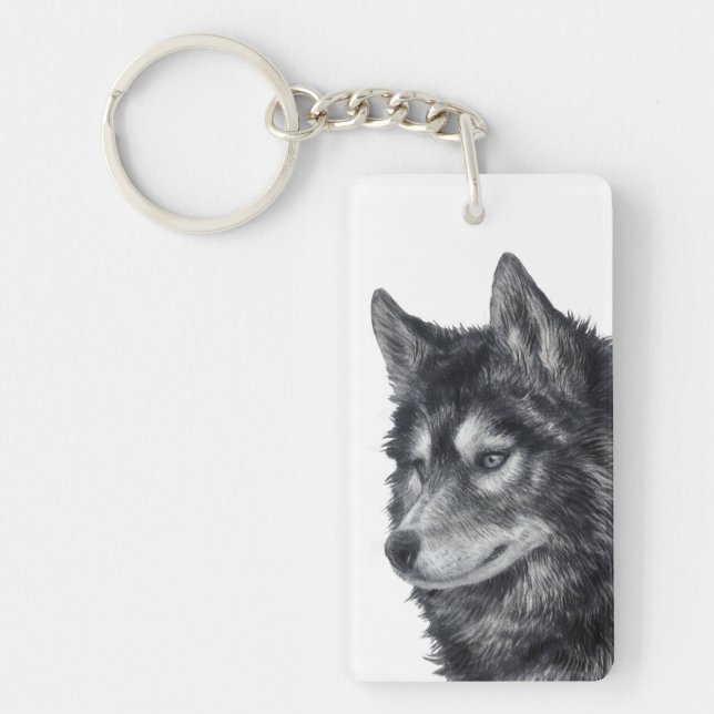 Balto Dog Illustration Key Ring (Front)