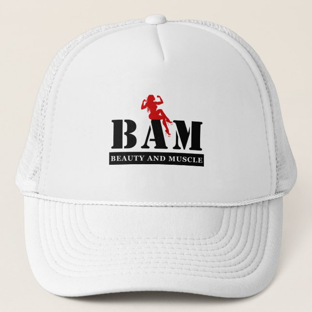BAM Beauty and Muscle Bodybuilding Baseball Cap (Front)