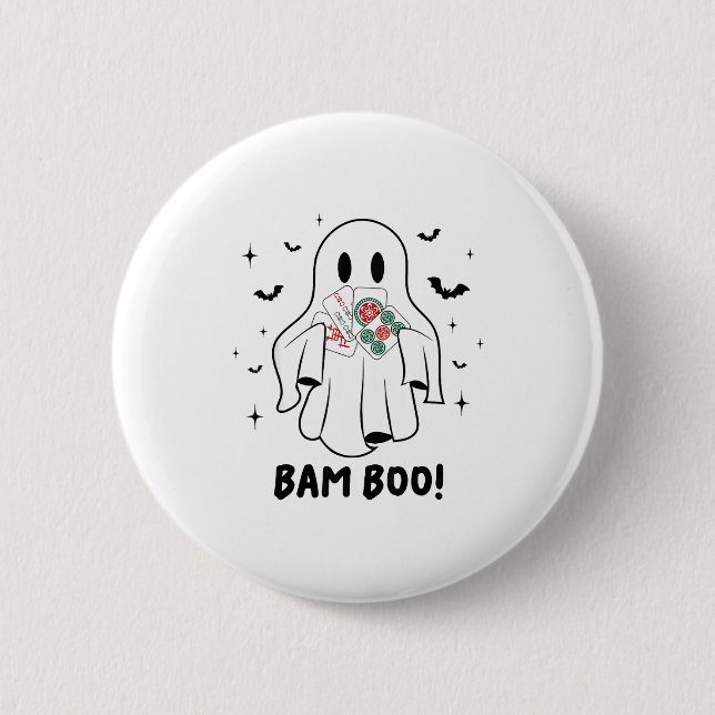 Bam Boo Halloween Ghost Mahjong Funny Costume Game 6 Cm Round Badge (Front)