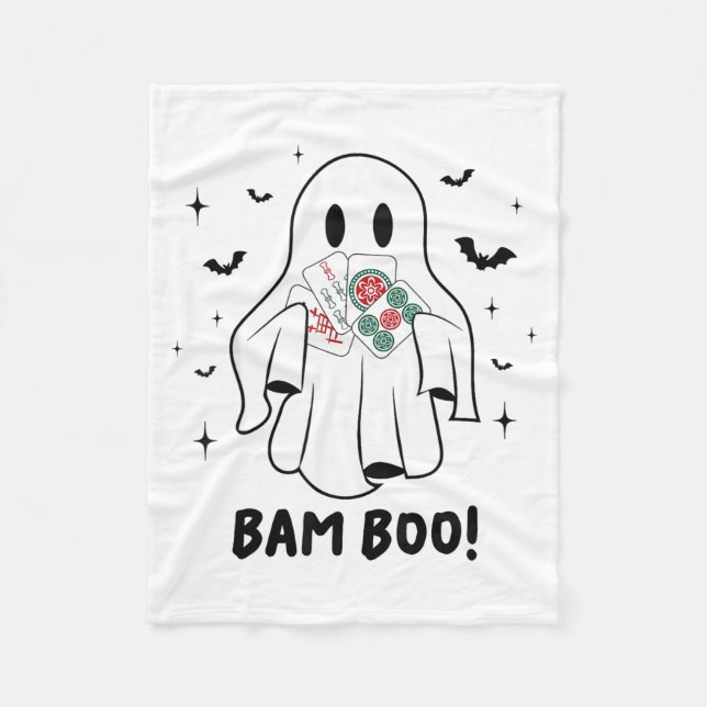 Bam Boo Halloween Ghost Mahjong Funny Costume Game Fleece Blanket (Front)