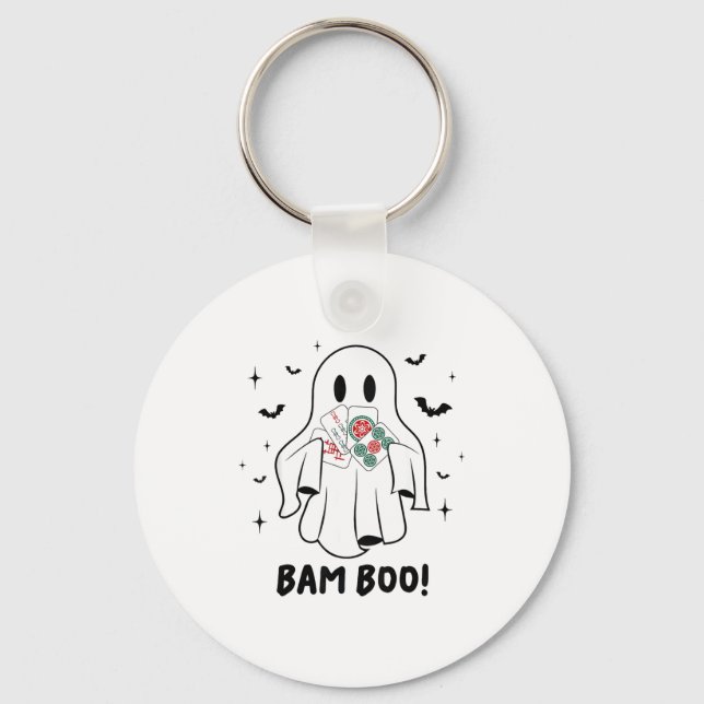 Bam Boo Halloween Ghost Mahjong Funny Costume Game Key Ring (Front)