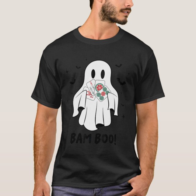 Bam Boo Halloween Ghost Mahjong Funny Costume Game T-Shirt (Front)