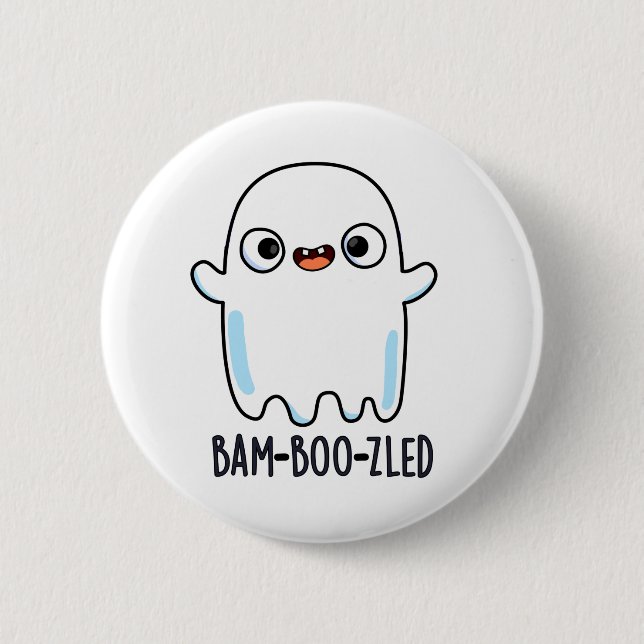Bam-boo-zled Funny Halloween Confused Ghost Pun  6 Cm Round Badge (Front)