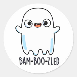 Bam-boo-zled Funny Halloween Confused Ghost Pun  Classic Round Sticker