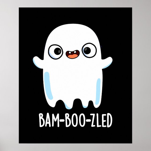 Bam-boo-zled Funny Halloween Ghost Pun Dark BG Poster (Front)