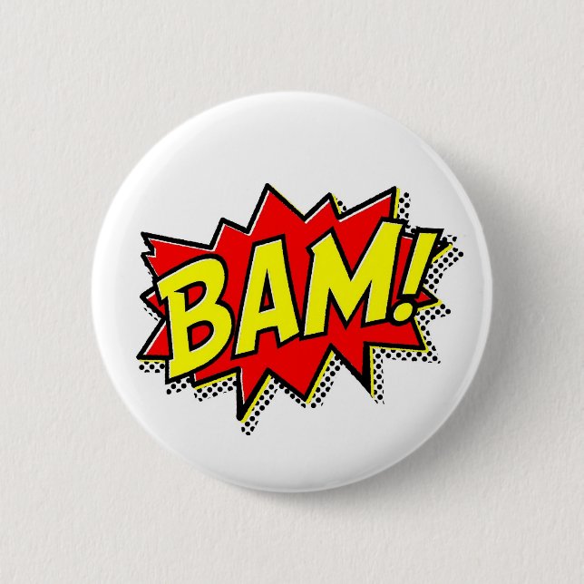 BAM COMICBOOK SOUNDS ACTIONS LOUD COMICS CARTOONS  6 CM ROUND BADGE (Front)