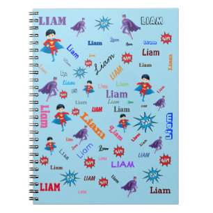 Bam Pow Superhero Word Cloud Name Collage Notebook