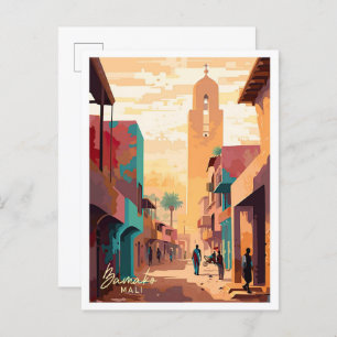 Bamako Mali Africa Art Vintage Travel Illustration Postcard