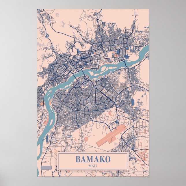 Bamako Mali Breezy City Map Travel Poster (Front)