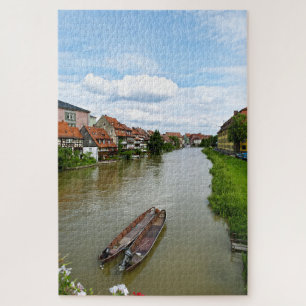 Bamberg Bavaria Regnitz River Painting Effect Art Jigsaw Puzzle
