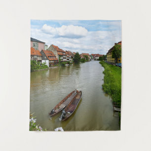 Bamberg Bavaria Regnitz River Painting Effect Art Tapestry