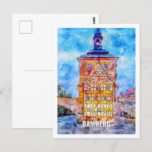 Bamberg Germany Travel Place Watercolor Postcard