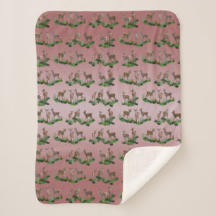 Bambi Meadow Sherpa Blanket (Dusty Pink Mix)