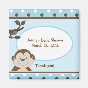 Bambino Cute Monkey Blue Favour Baby Shower Magnet