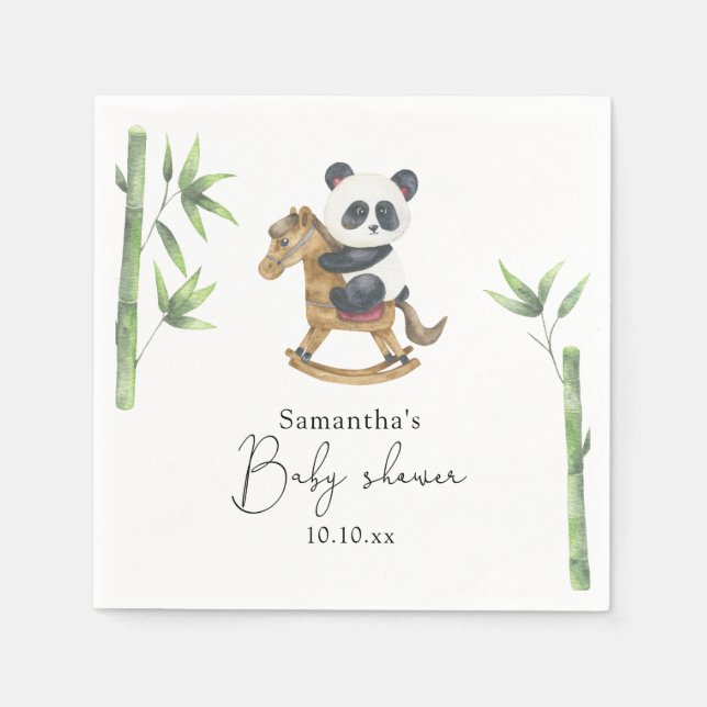 Bamboo and Panda Bear baby shower Napkin (Front)