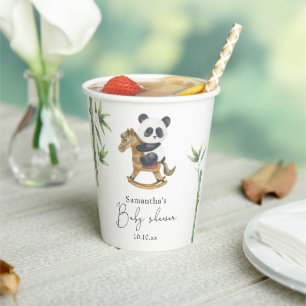 Bamboo and Panda Bear baby shower Paper Cups