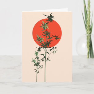 Bamboo and Red Sun Birthday Card