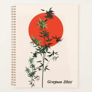 Bamboo and Red Sun on Tan Background Planner