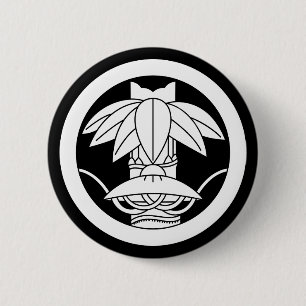 Bamboo and sedge hat in circle 6 cm round badge