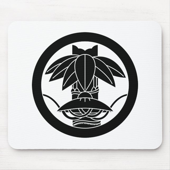 Bamboo and sedge hat in circle mouse mat (Front)