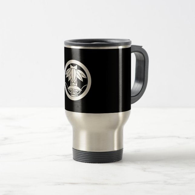 Bamboo and sedge hat in circle travel mug (Front Right)