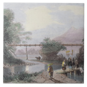 Bamboo Aqueduct at Hong Kong, engraved by Henry Ad Tile