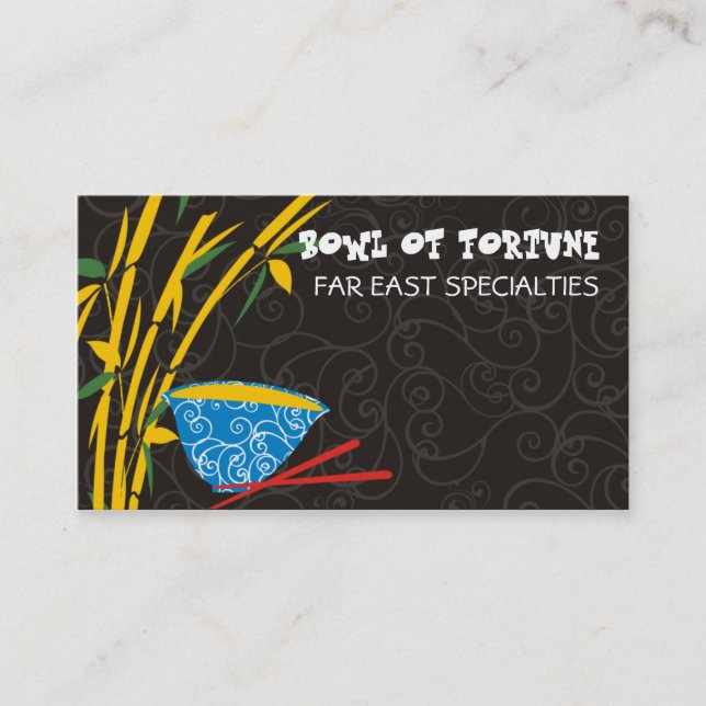 Bamboo Asian food bowl chopsticks business card... Business Card (Front)