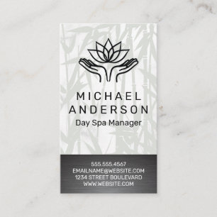 Bamboo Background   Healing Hands Lotus Icon Business Card