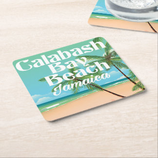 Bamboo Beach Jamaica Square Paper Coaster
