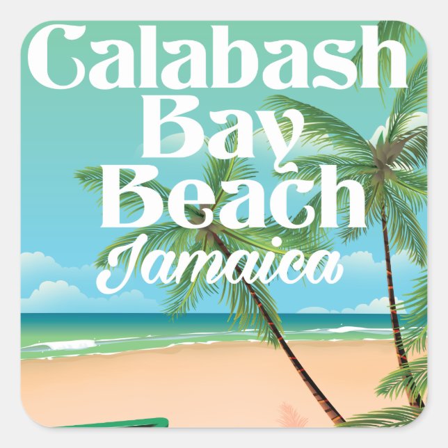 Bamboo Beach Jamaica Square Sticker (Front)